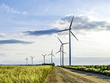 Windpark Parndorf, Feldweg, Österreich, Burgenland, Nordburgenland, Parndorf