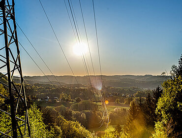 Stromleitung Natur Sonnenaufgang Landschaftsszene Graz Umgebung