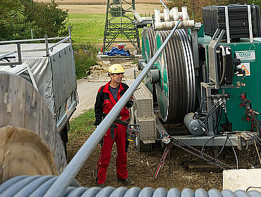 Seilzug für den Ersatzneubau der 110-kV-Leitung Wegscheid Netz Oberösterreich