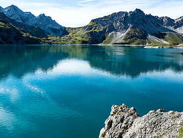 Wunderschöner Lünersee im Herzen des Rätikon-Gebirges, Vorarlberg.